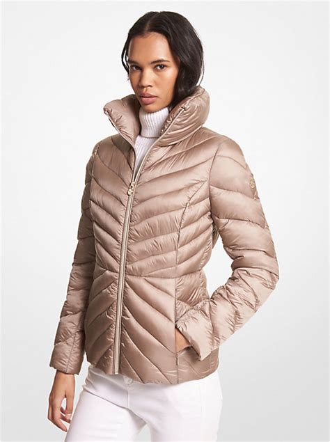 michael kors layered nylon down jacket|Michael Kors packable puffer jacket.